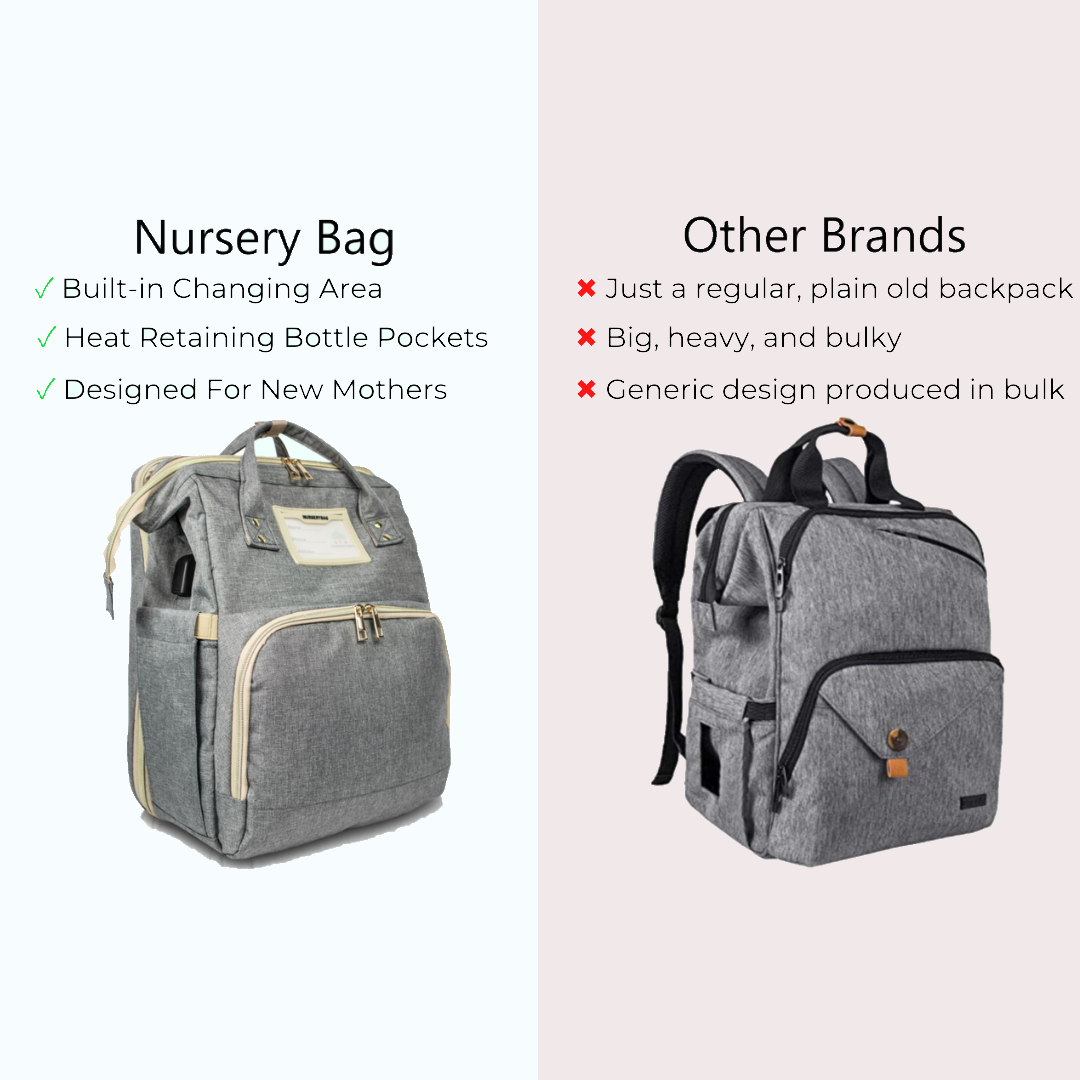 Nursery Bag - Convertible Diaper Bag Backpack - Comparison with Traditional Diaper Bag