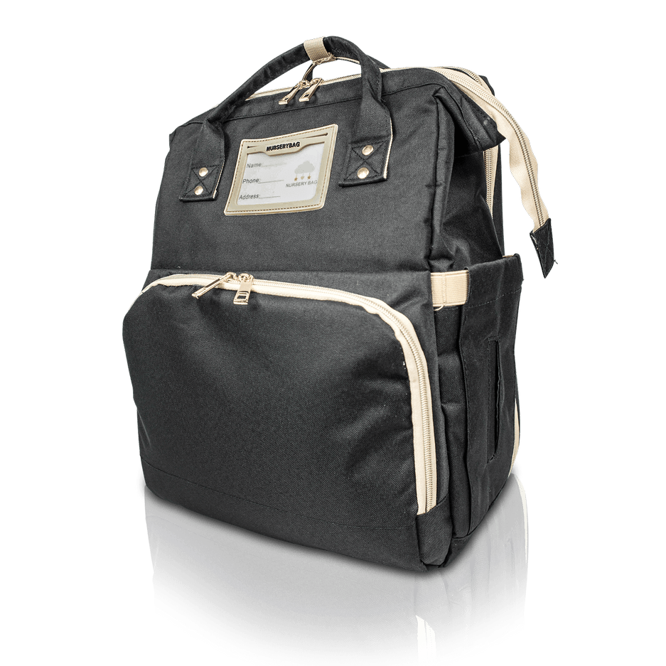 Nursery Bag - Black Convertible Diaper Bag Backpack 45 Degree - 1