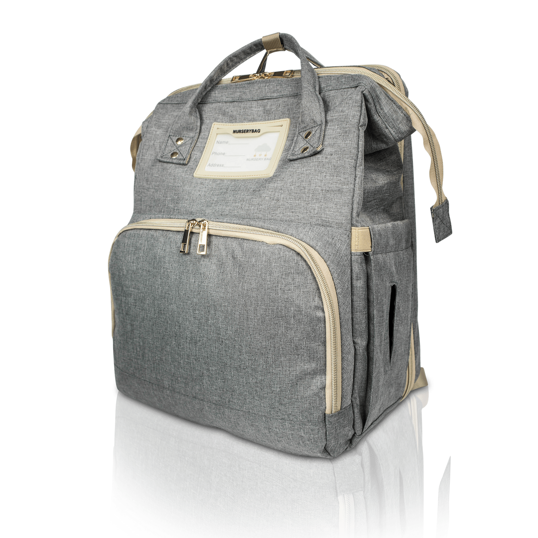 Nursery Bag - Gray Convertible Diaper Bag Backpack 45 Degree - 1