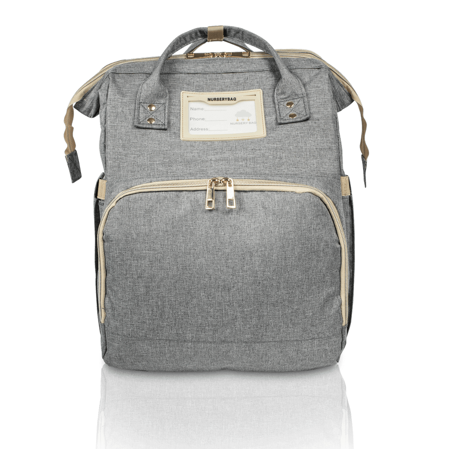 Nursery Bag - Gray Convertible Diaper Bag Backpack Front