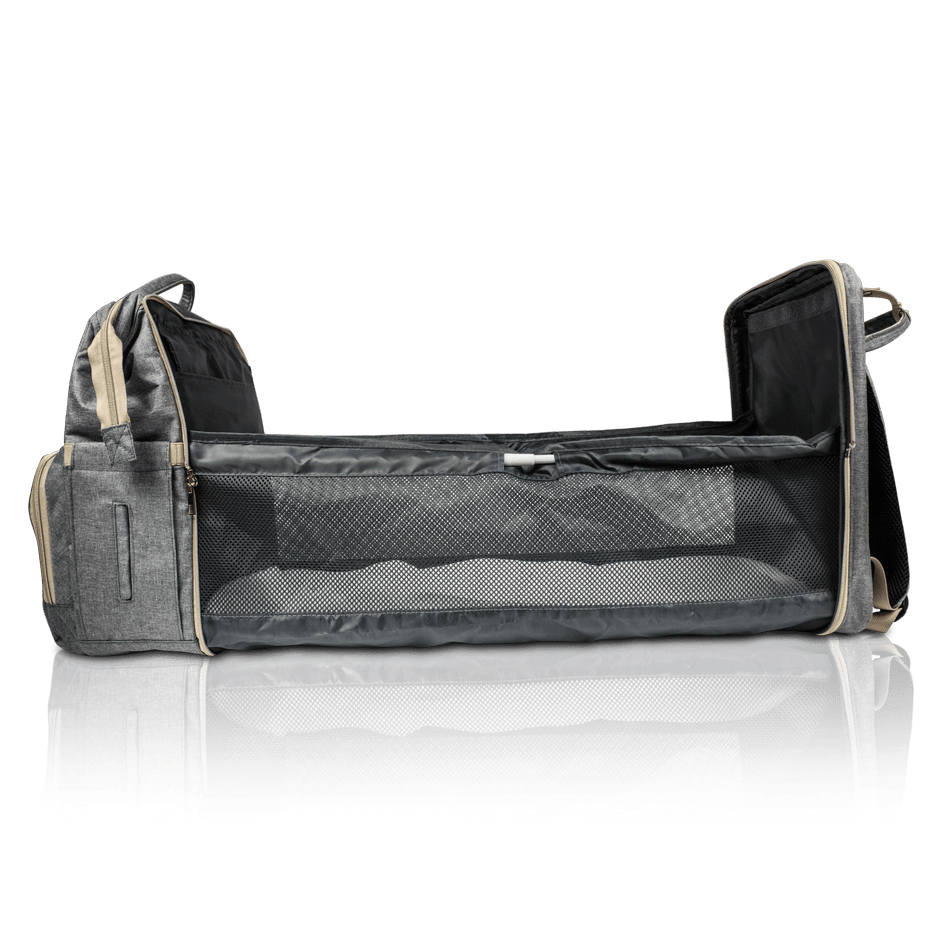Nursery Bag - Gray Convertible Diaper Bag Backpack Expanded