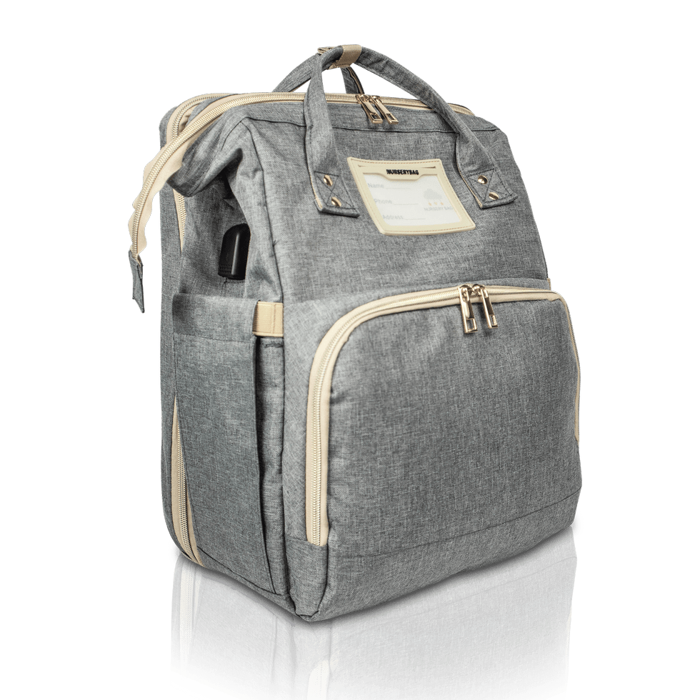 Nursery Bag - Gray Convertible Diaper Bag Backpack 45 Degree - 2